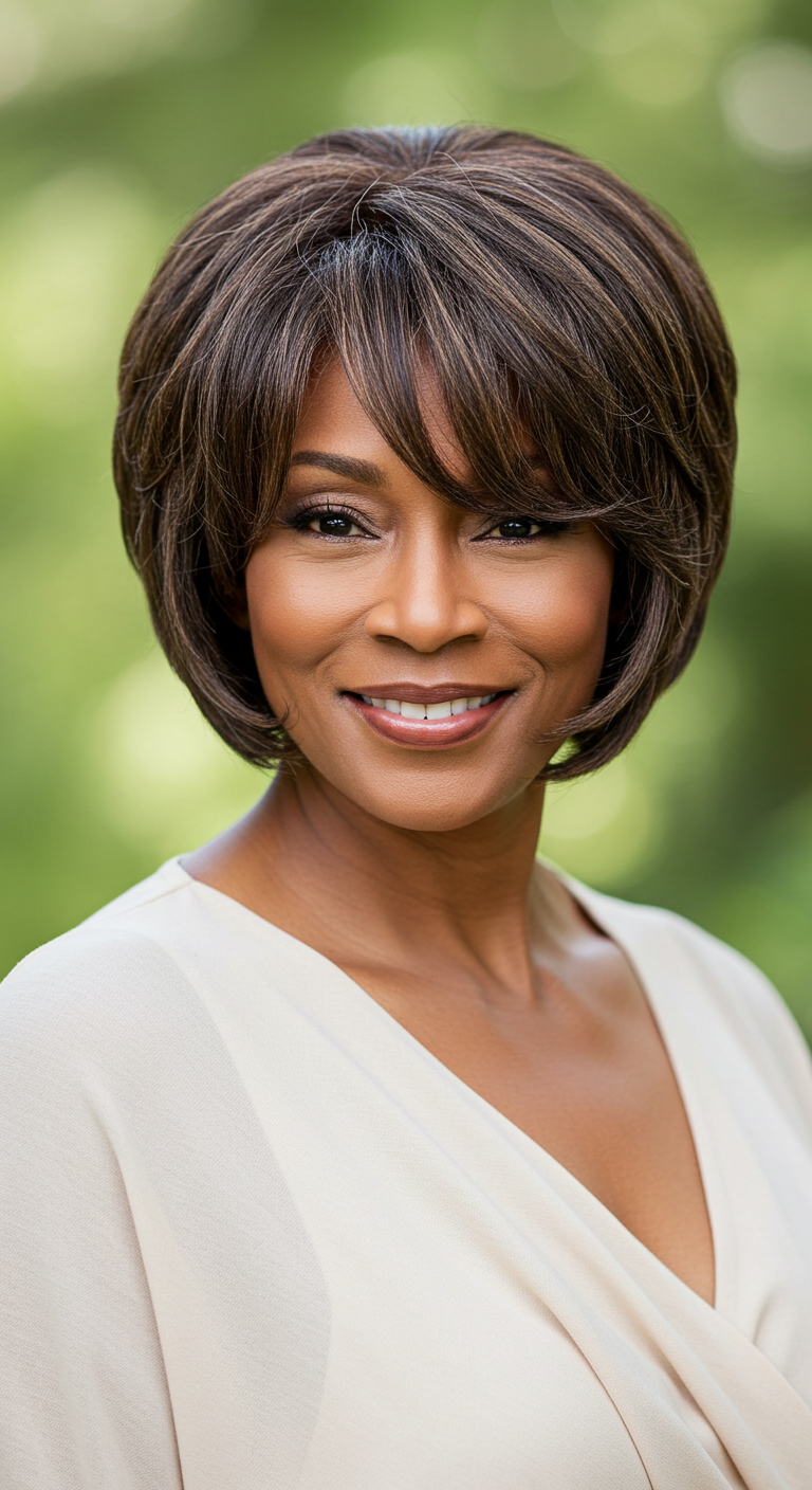 Short Layered Bob for Older Black Women