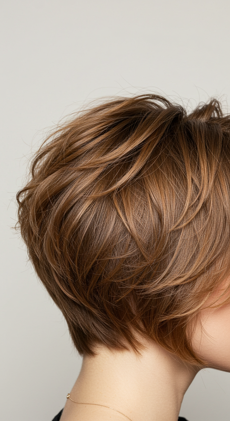 Short Textured Choppy Bob Hairstyle with Wispy Ends for Fine Hair