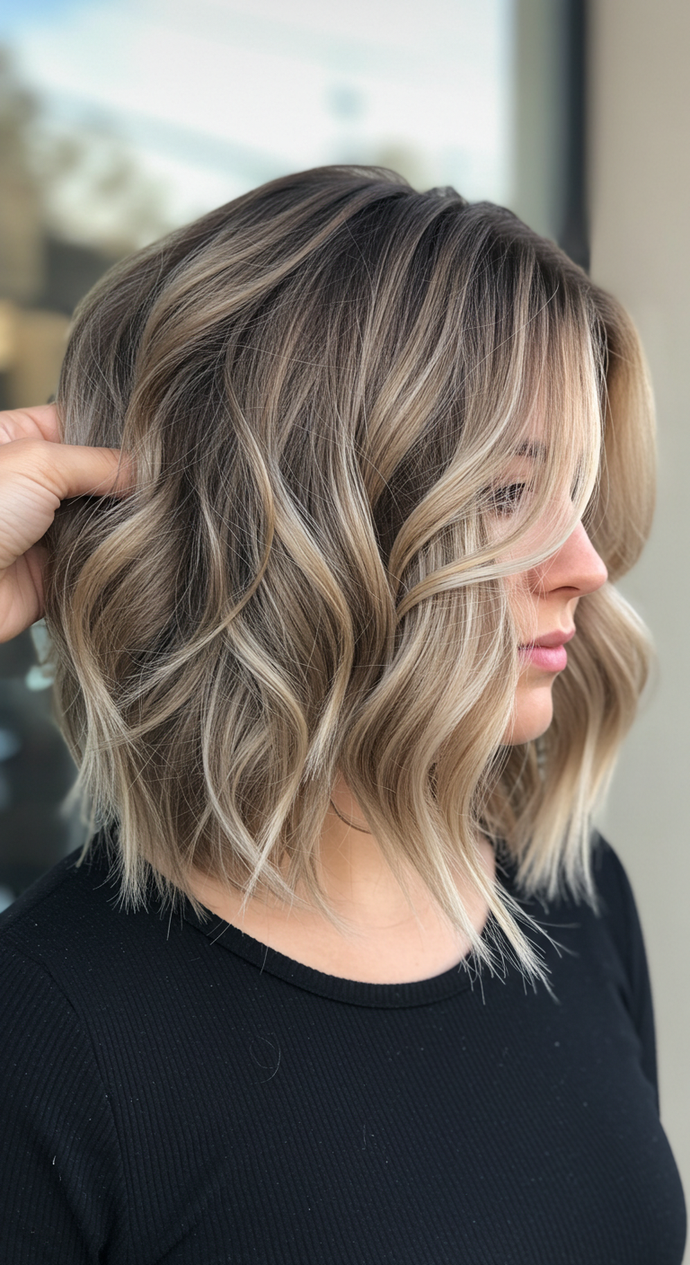 Shoulder-Length Layers with Balayage for Fine Hair 