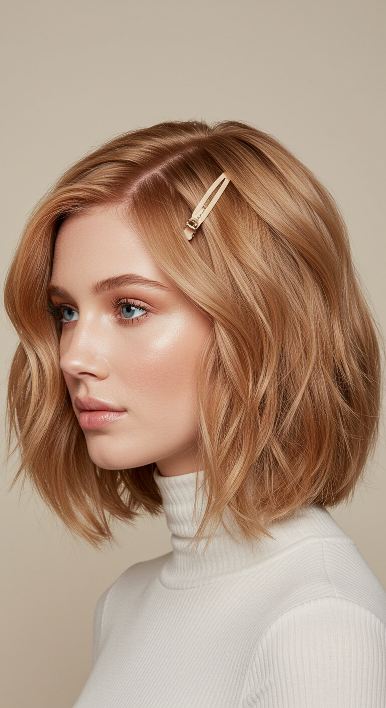 Side Parted Lob with Clips for Thin Hair