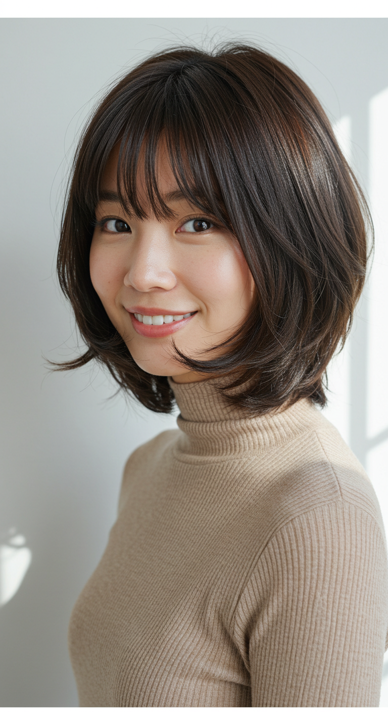 Side-Swept Bangs with Face-Framing Layers