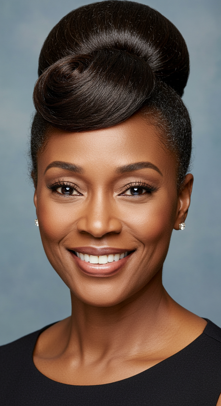 Side-Swept Curls for Older Black Women