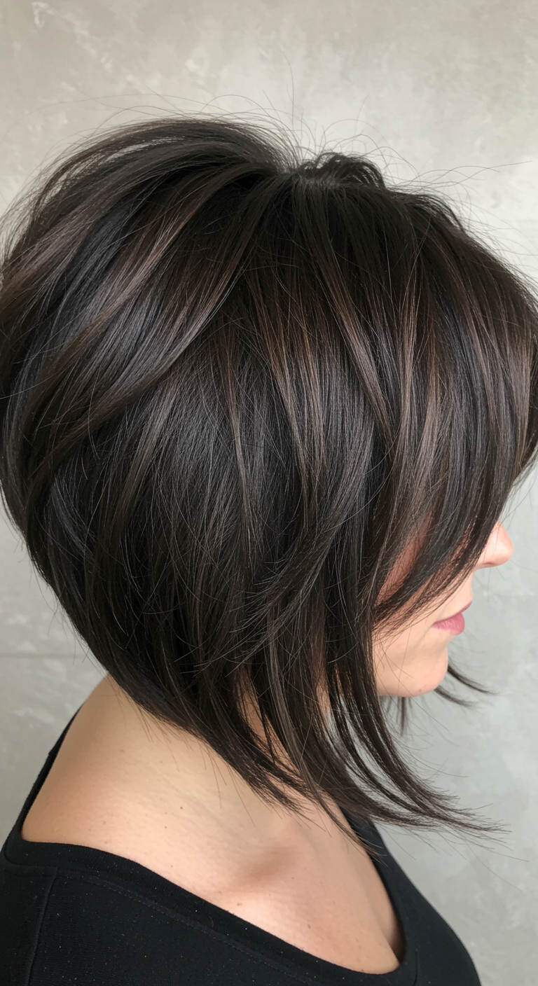 Sleek Choppy Bob Hairstyle with Face-Framing Highlights for Fine Hair