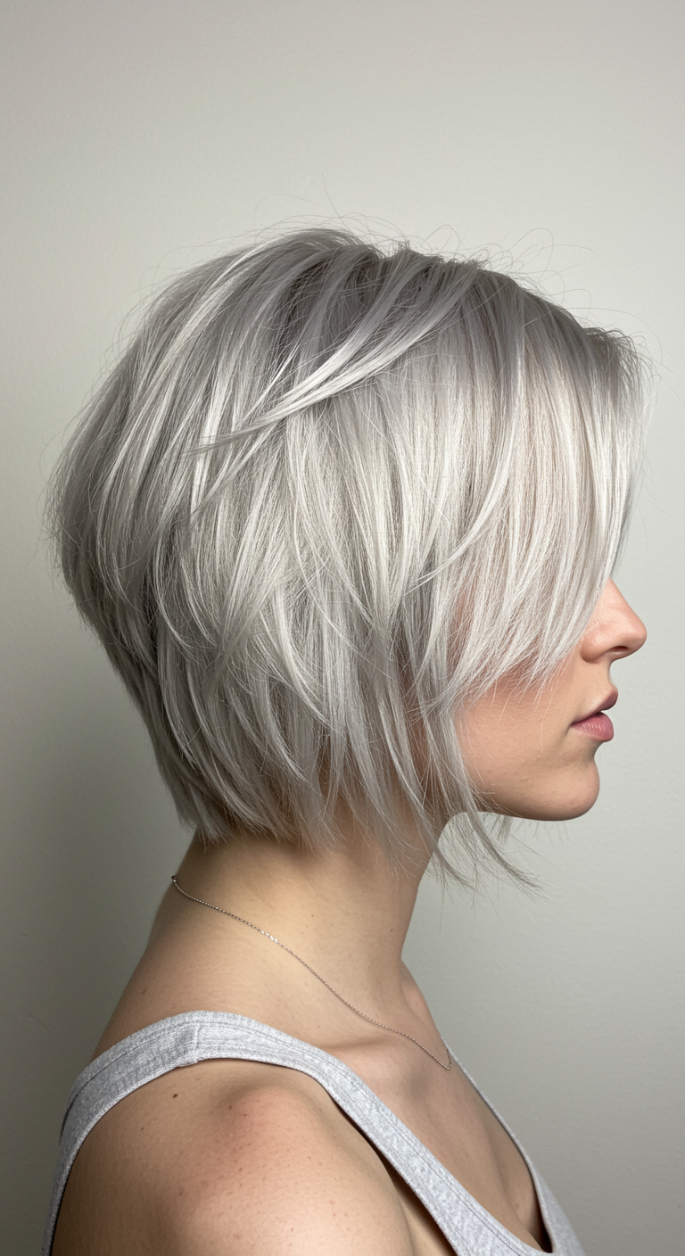 Sleek Yet Textured Choppy Bob Hairstyle for Fine Hair
