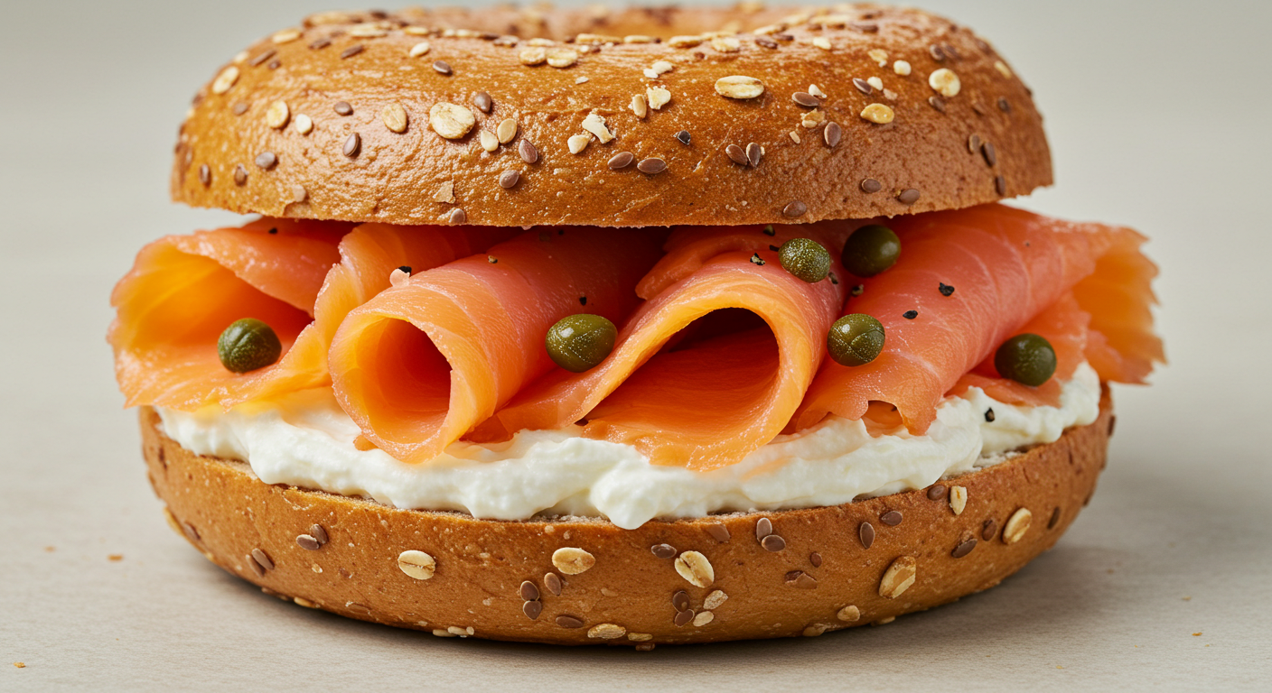 Smoked Salmon on Whole-Grain Bagel