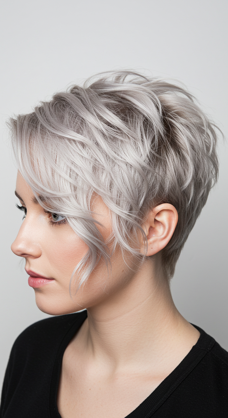 Soft Curly Pixie Cut for Thin Hair