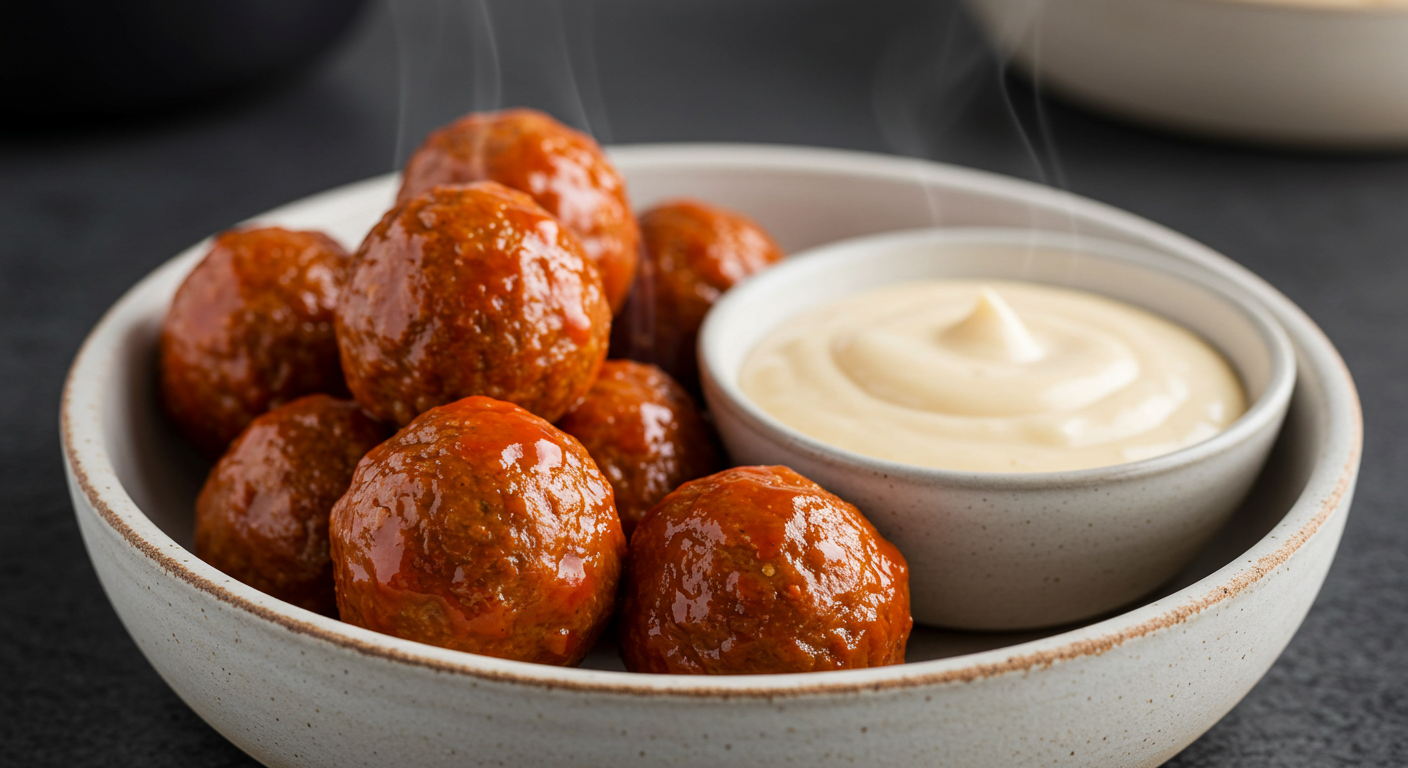 Spicy Meatballs with Alabama White Sauce Dip