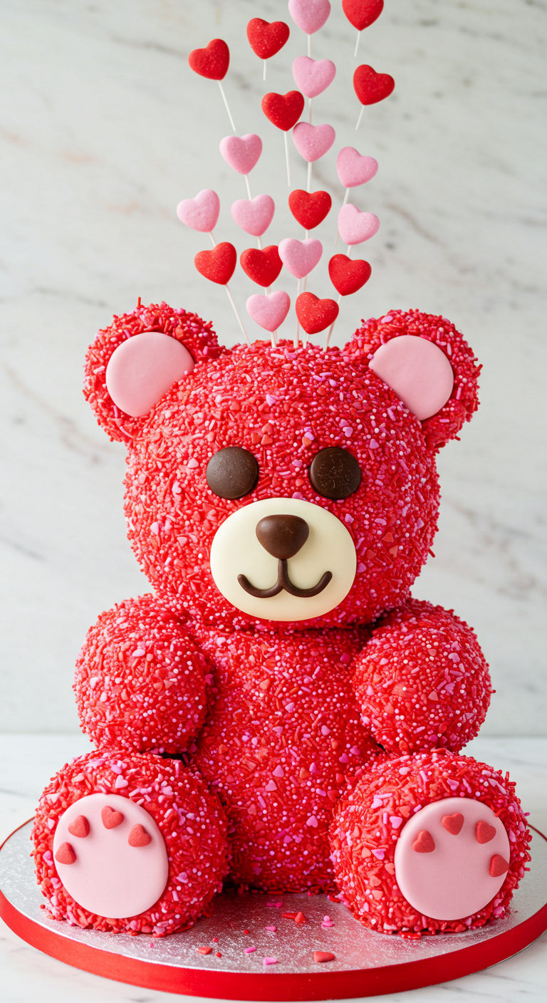 Teddy Bear Valentine Cake