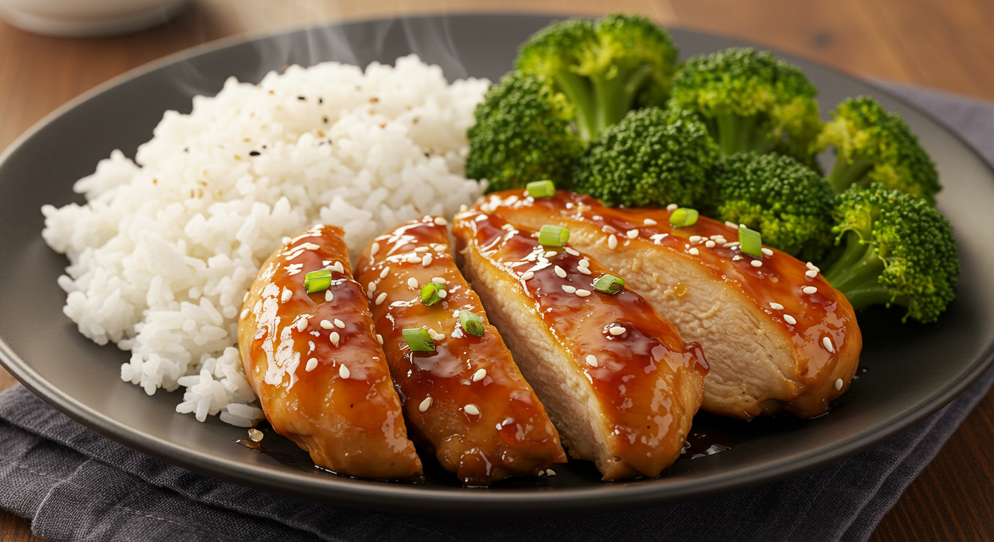 Teriyaki Chicken with Roasted Broccoli and Rice