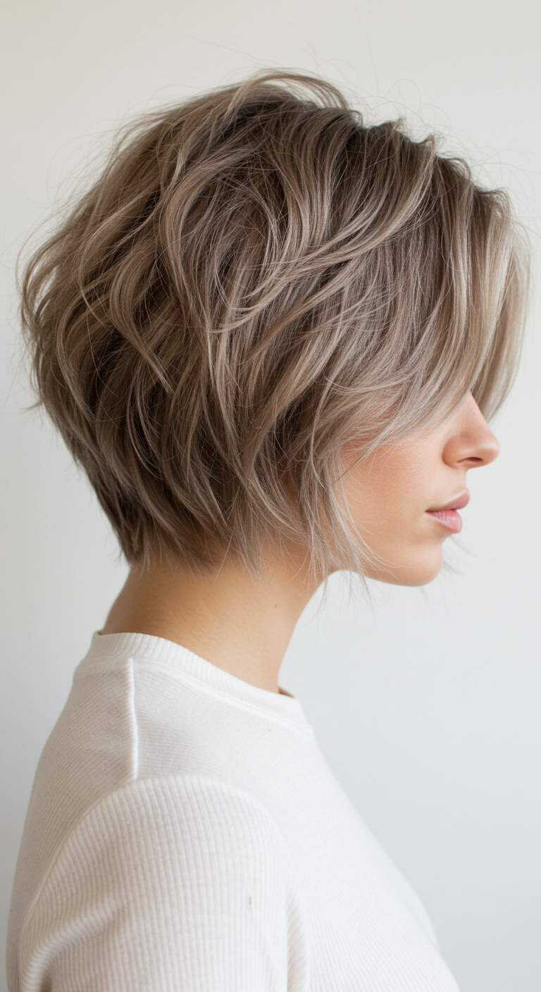 Tousled Shoulder-Length Choppy Bob Hairstyle for Fine Hair