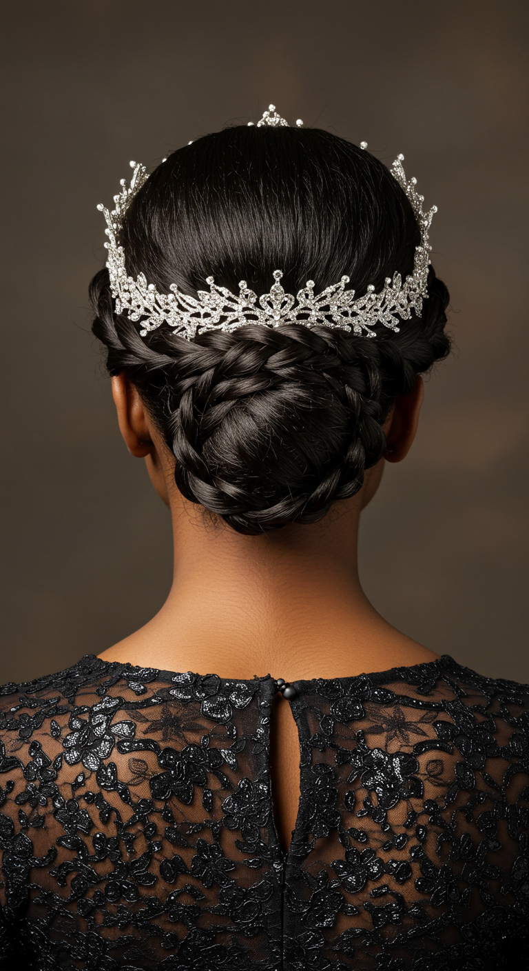 Twisted Crown Updo Black Women Hairstyle