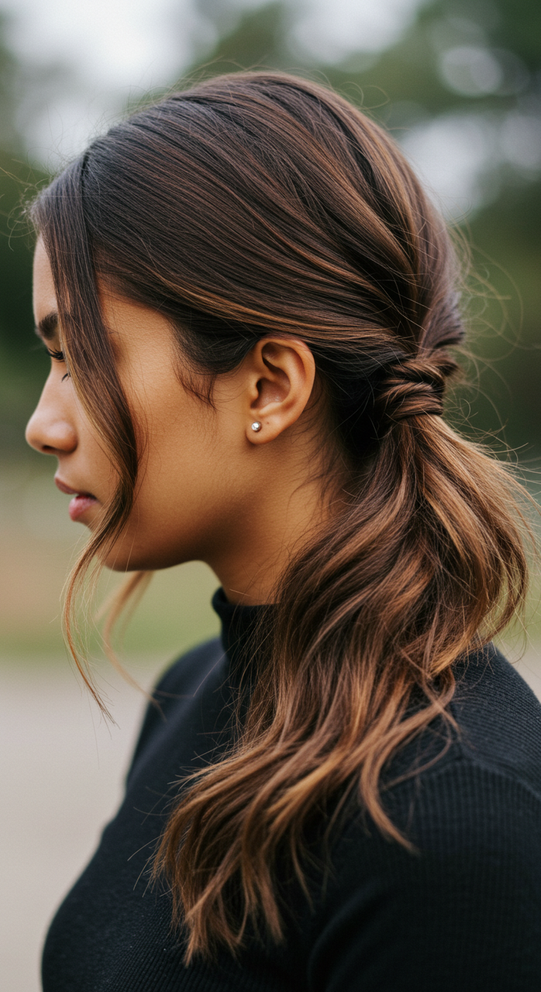 Twisted Low Ponytail for Fine Hair