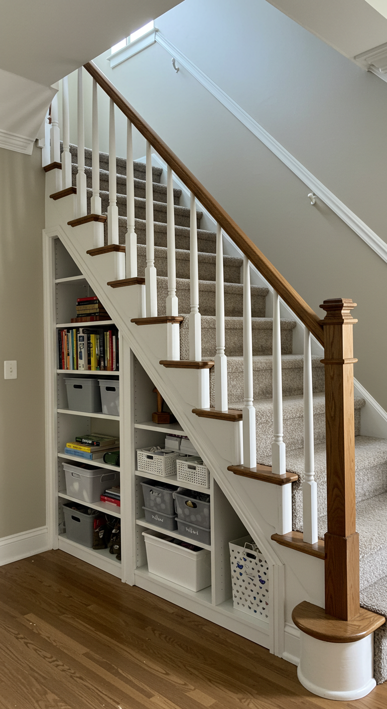 Under-Stair Storage Solution with Billy Bookcases