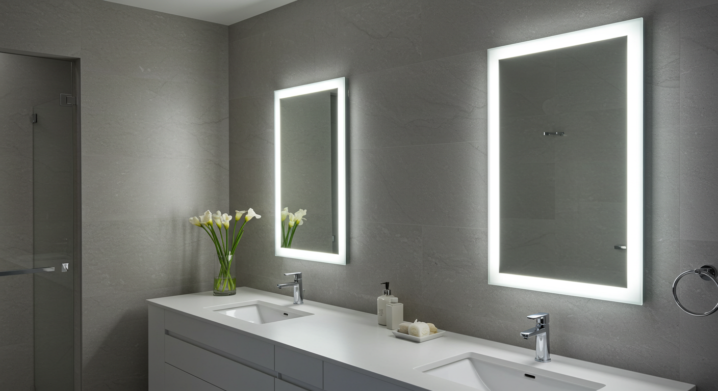 Wall-Mounted Mirrors with Backlighting