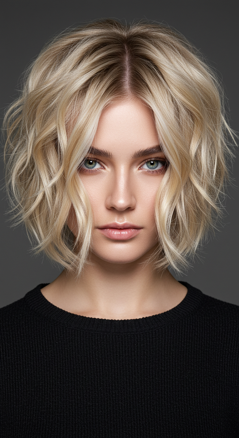 Wavy Choppy Bob Hairstyle for Fine Hair