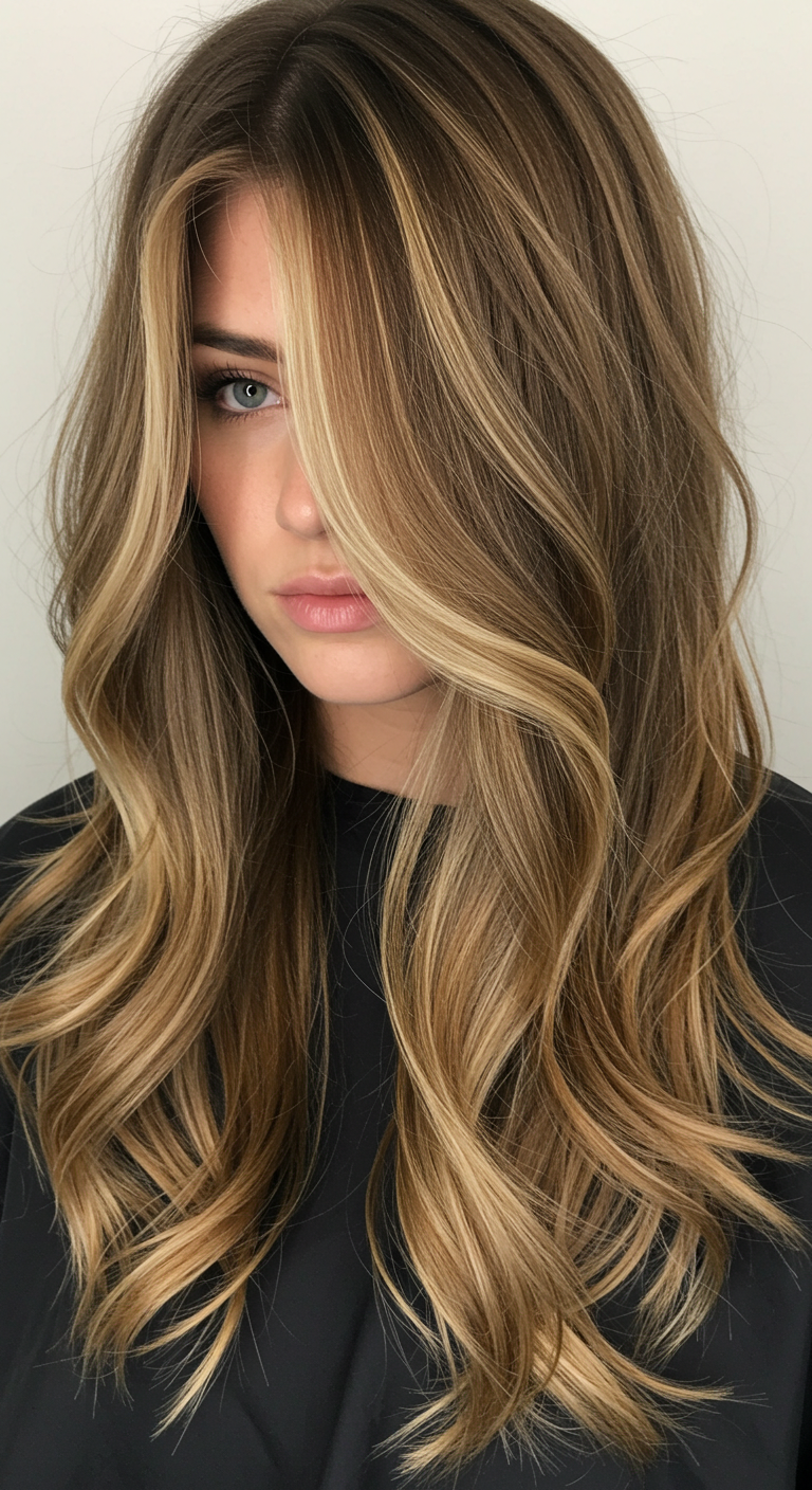 Wavy Layered Hair with Face-Framing Highlights