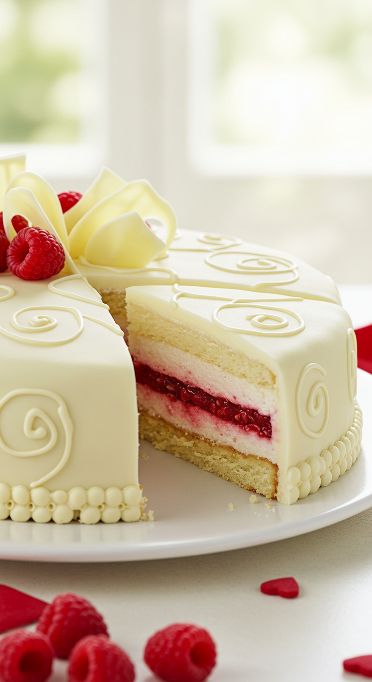 White Chocolate Raspberry Valentine Cake