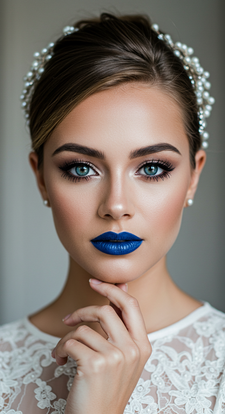 Artistic Bride in Blue Velvet Lipstick
