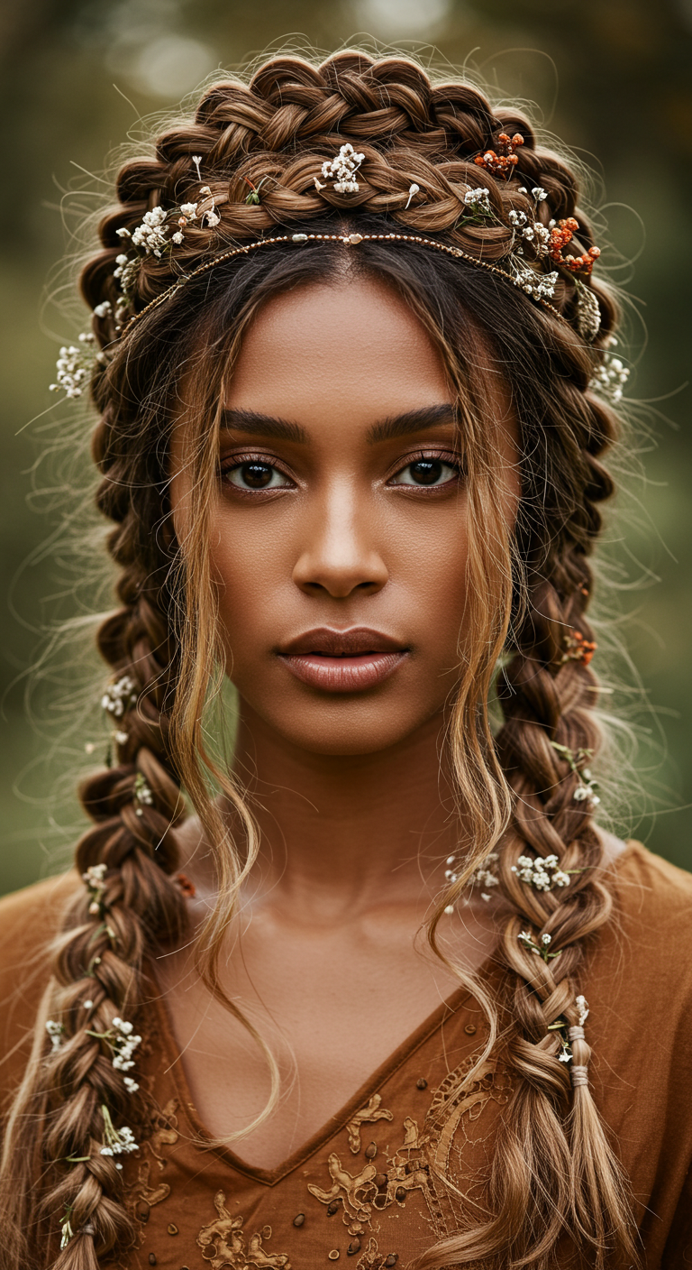 Braided Crown with Wispy Strands