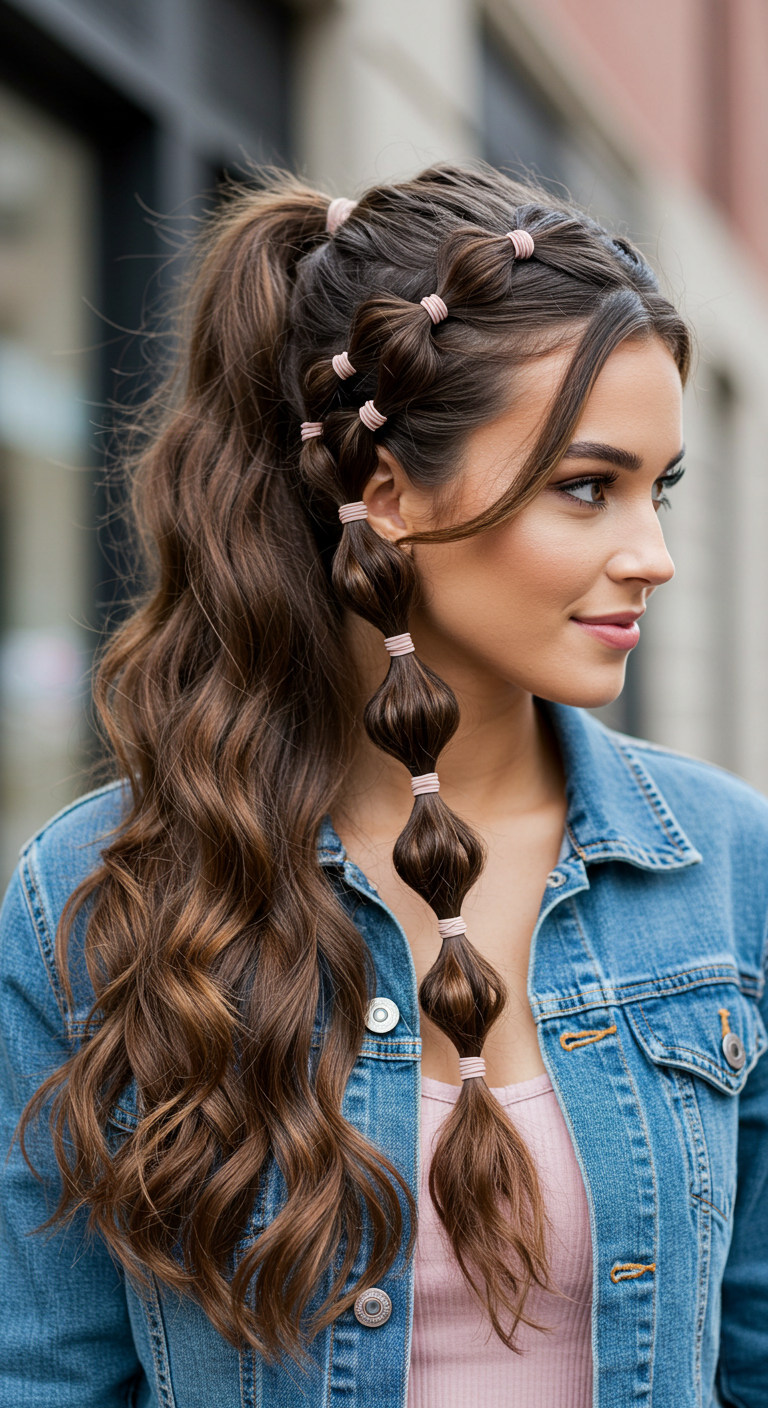 Bubble Ponytail with Soft Waves