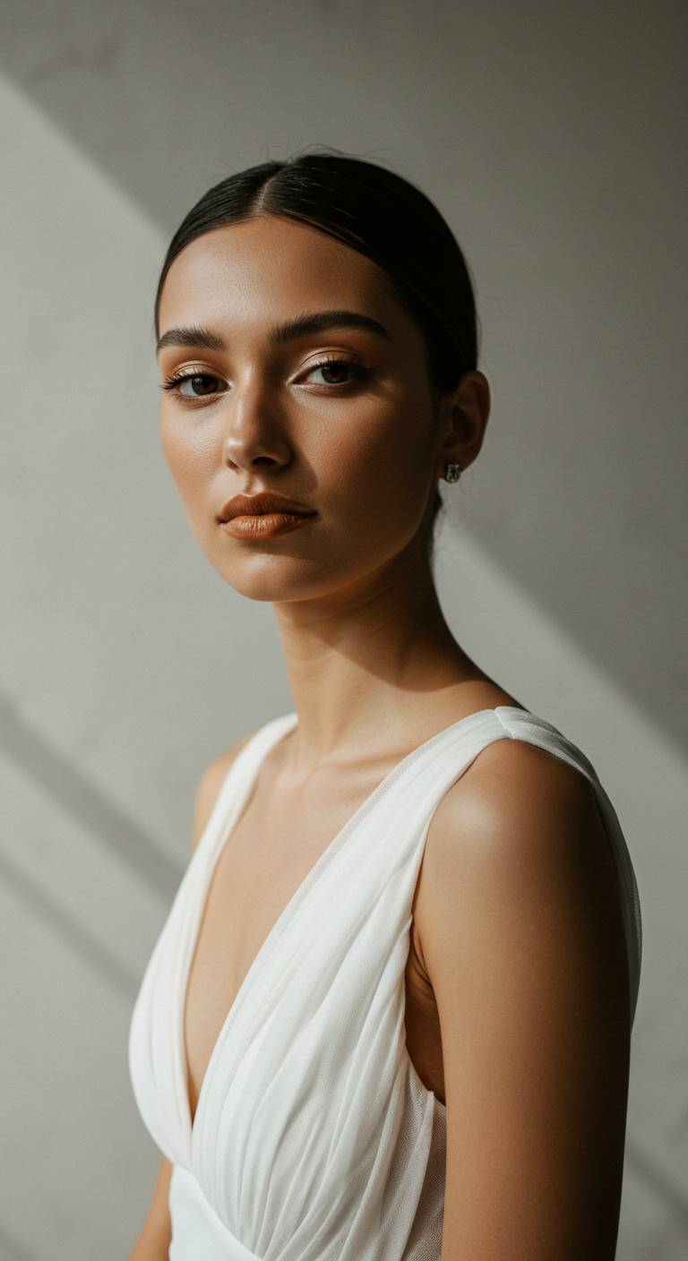Chic Bride with Barely-There Eyeshadow and Creamy Caramel Lip