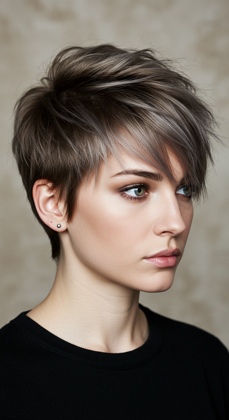 Choppy Pixie with Asymmetrical Bangs
