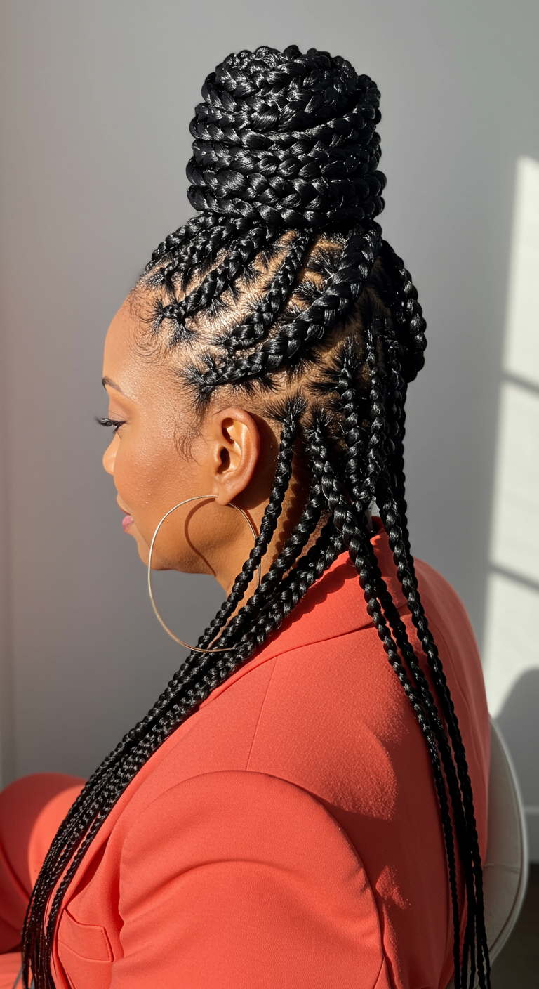 Criss-Cross Braided Updo for Older Black Women