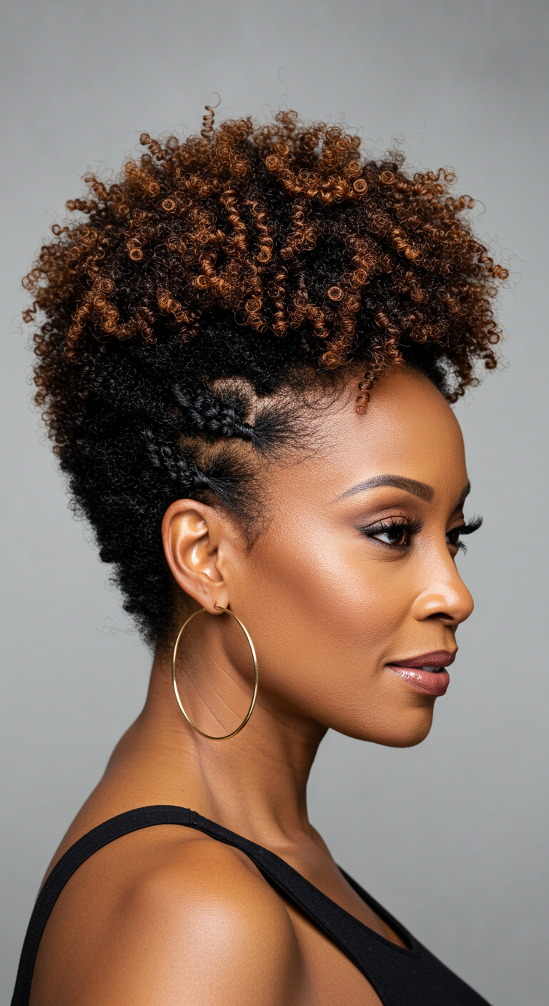 Cropped Natural Hair Updo for Older Black Women