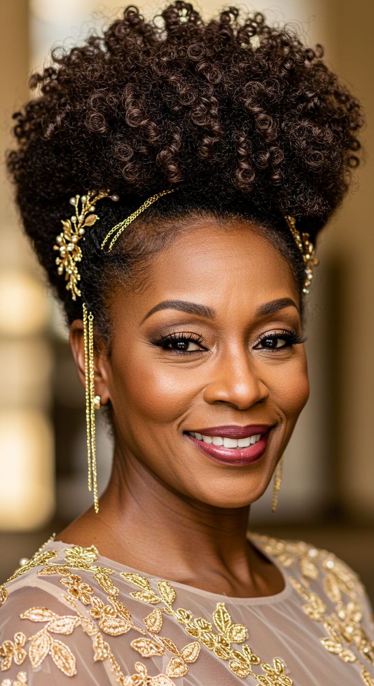 Curly Faux Hawk with Golden Hair Accents