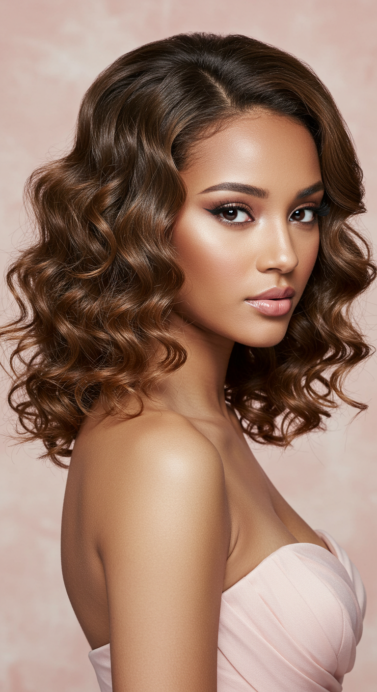Defined Curls Prom Hairstyle for Strapless Dresses