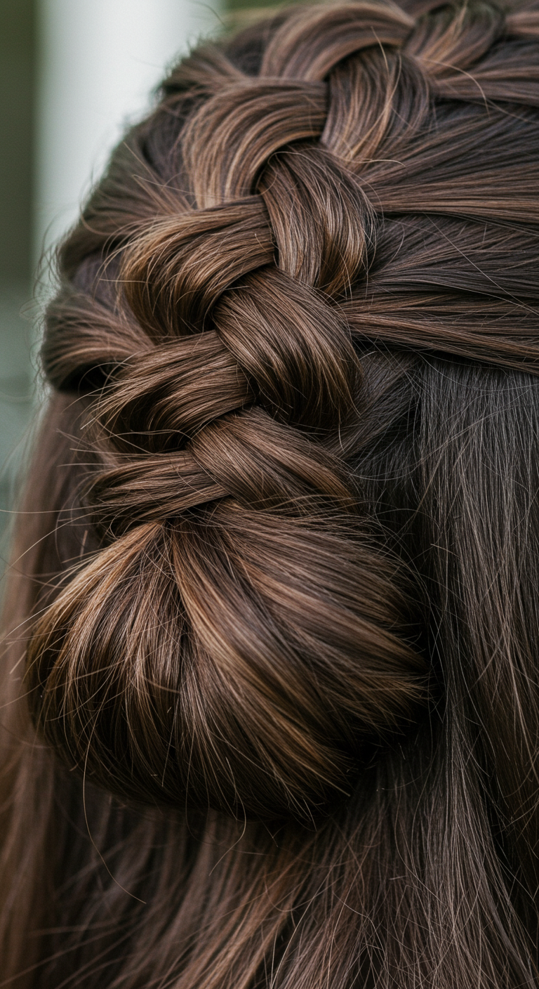 Dutch Braid Wrapped Around a Sleek Bun