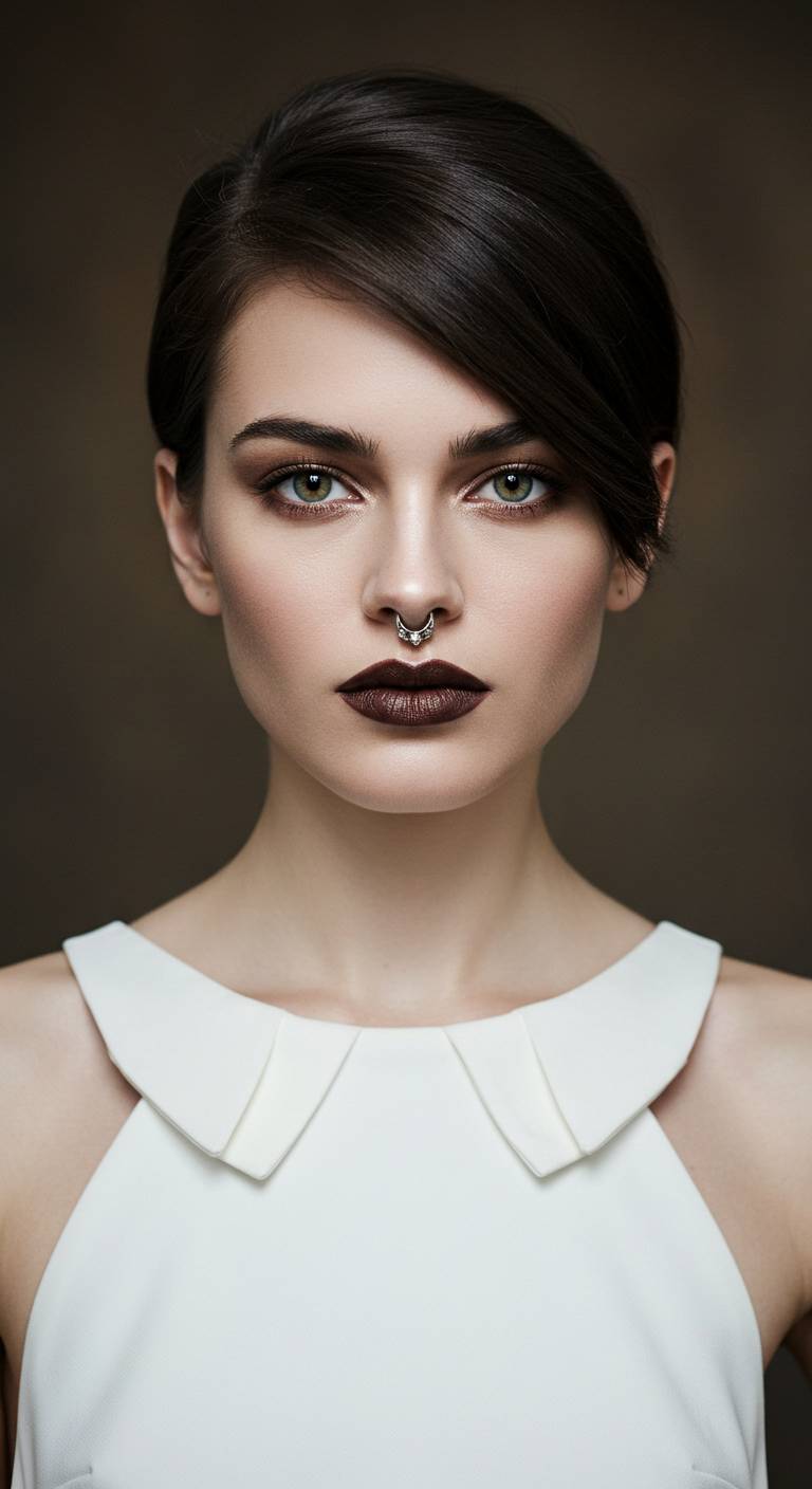 Edgy Bride Wearing Deep Espresso Lipstick