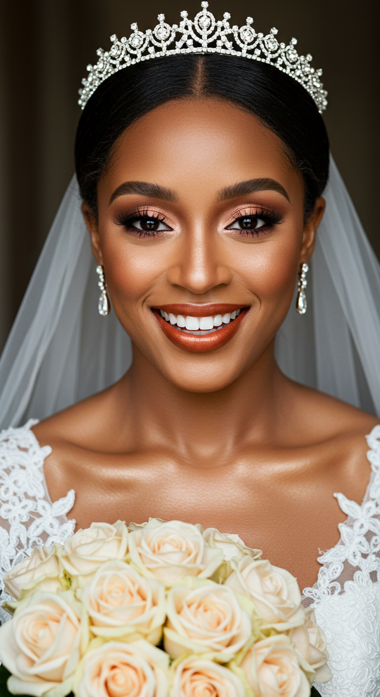 Elegant Bride Wearing Copper Glow Lipstick