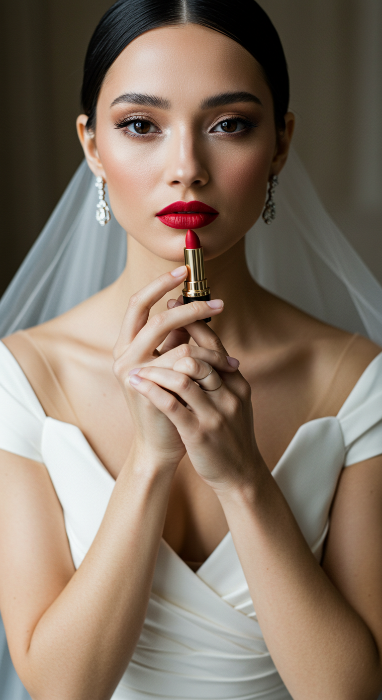 Elegant Bride with Classic Red Lipstick