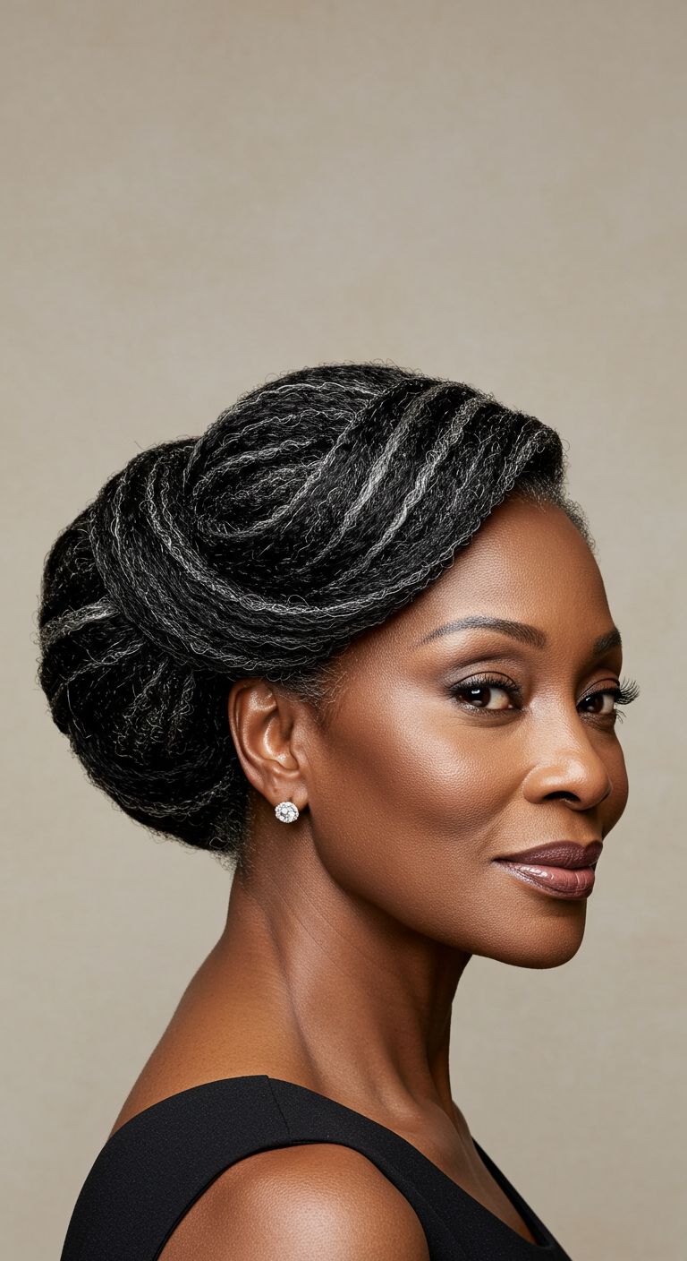 Elegant Chignon Updo for Older Black Women