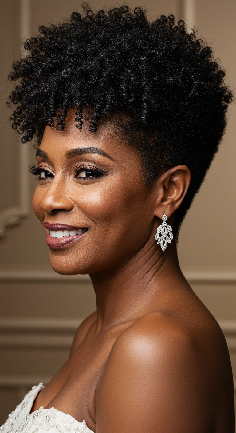 Elegant Tapered Afro with Defined Curls – Wedding Hairstyles for Older Black Women