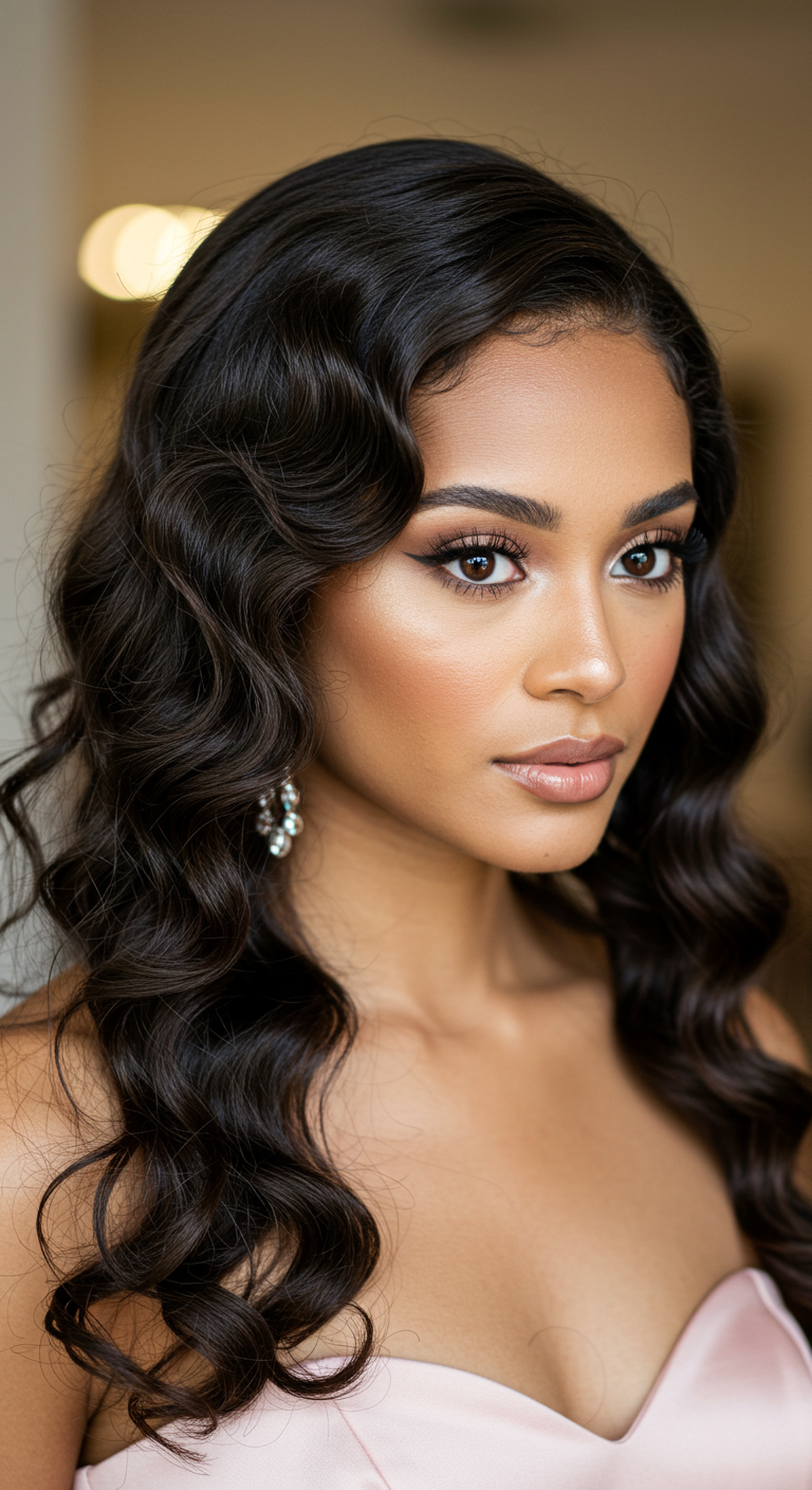 Finger Waves Prom Hairstyle for Strapless Dresses