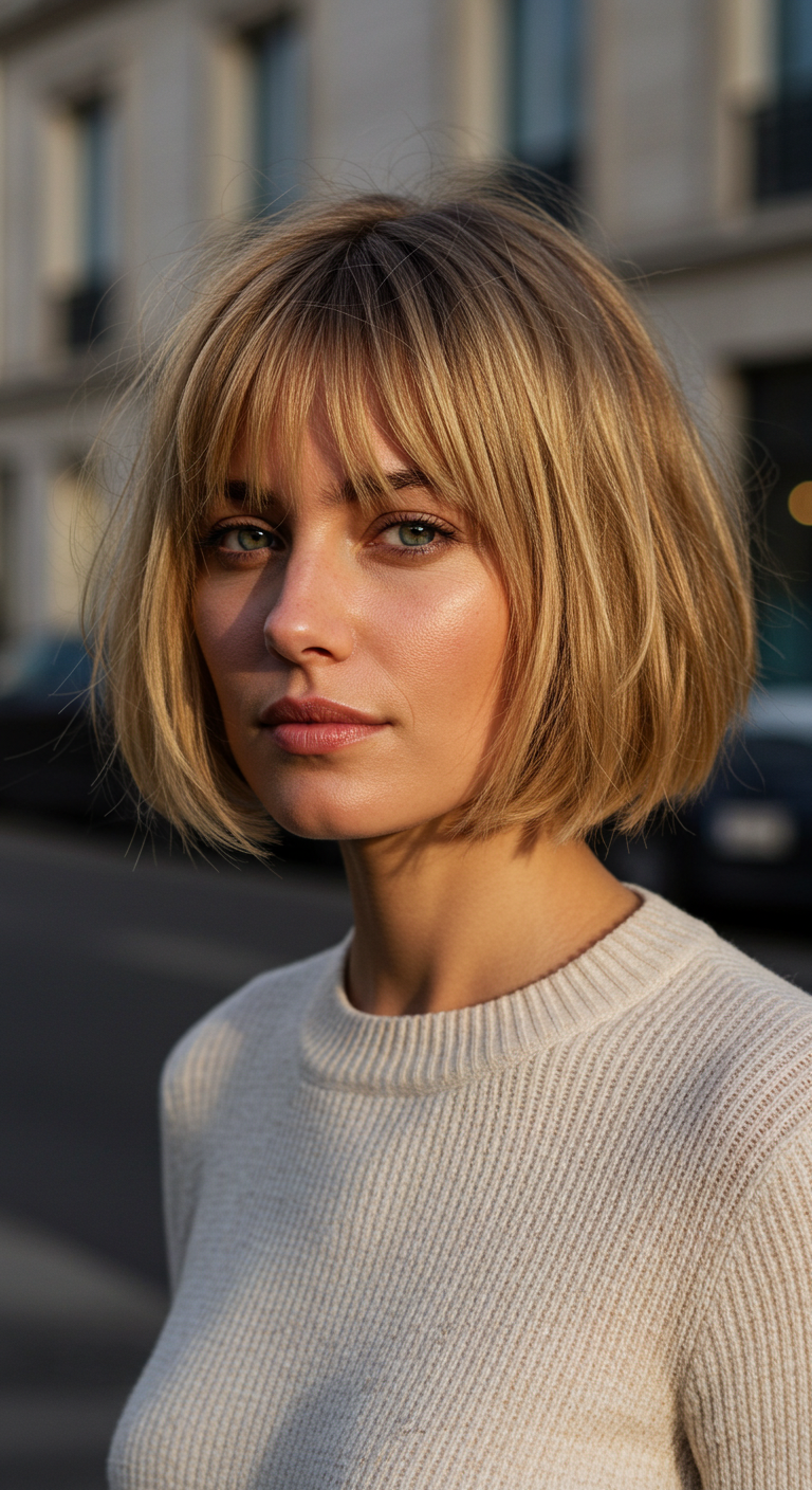 French-Inspired Soft Bob with Wispy Bangs