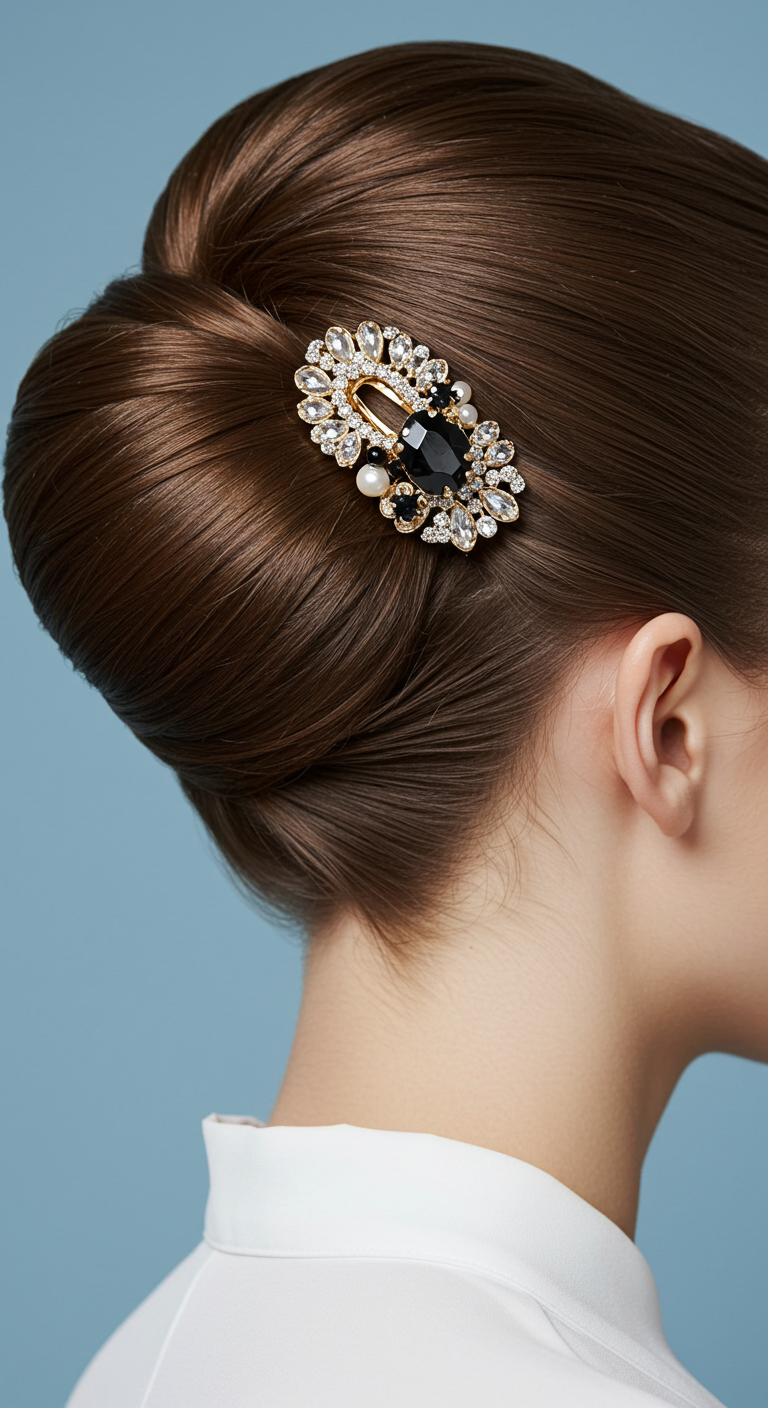 High Bun with a Statement Hair Clip
