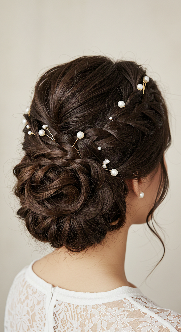 Knotted Half-Updo with Pearls