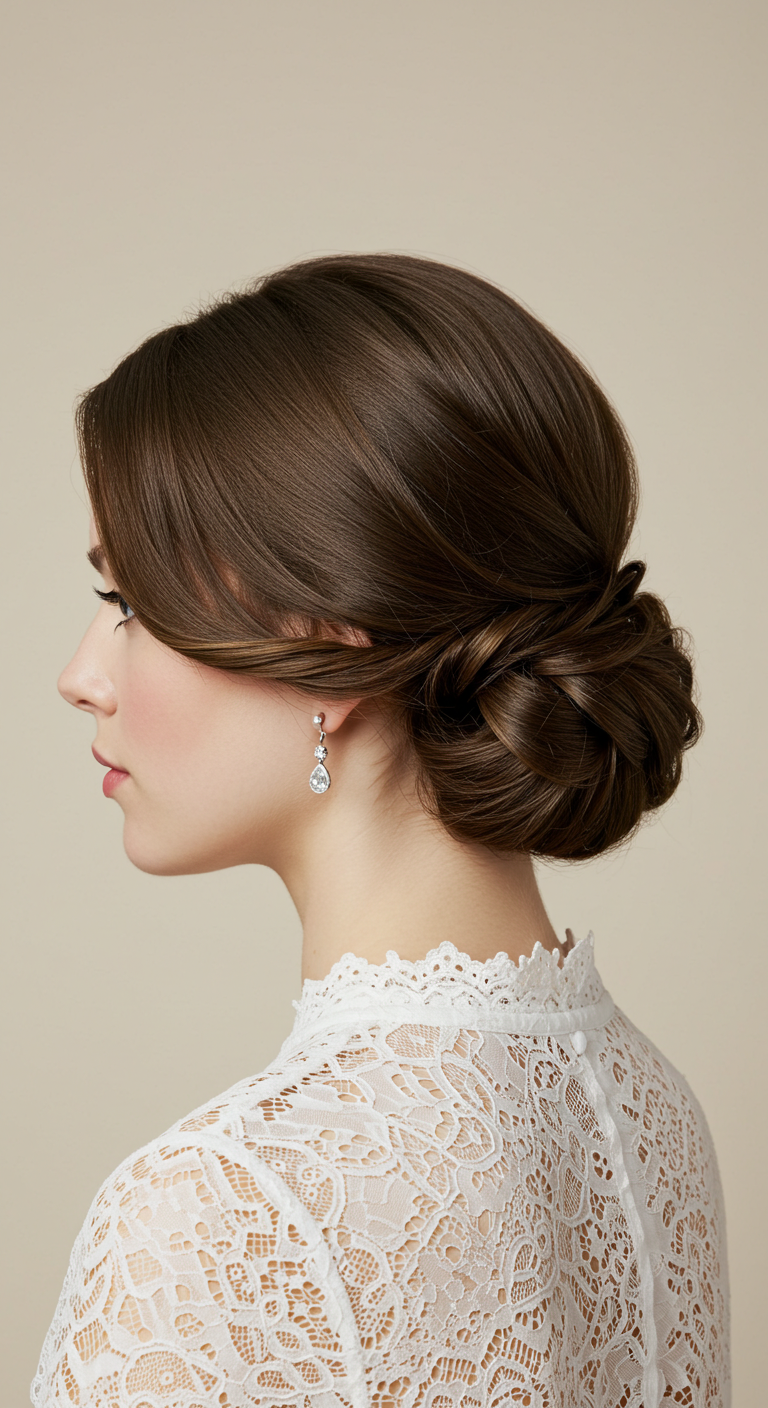 Low Chignon with Face-Framing Strands