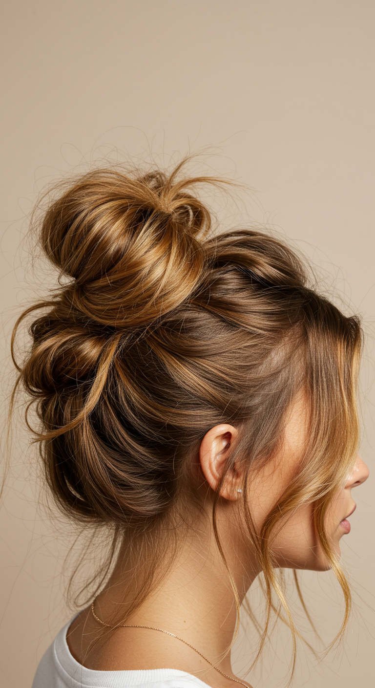 Messy Low Bun with Twists