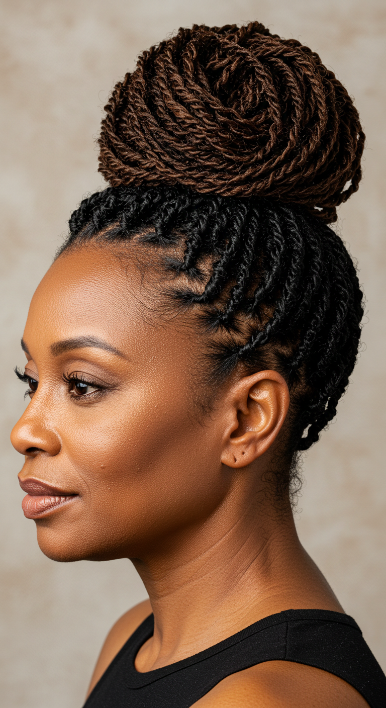 Mini Twist Bun for Older Black Women