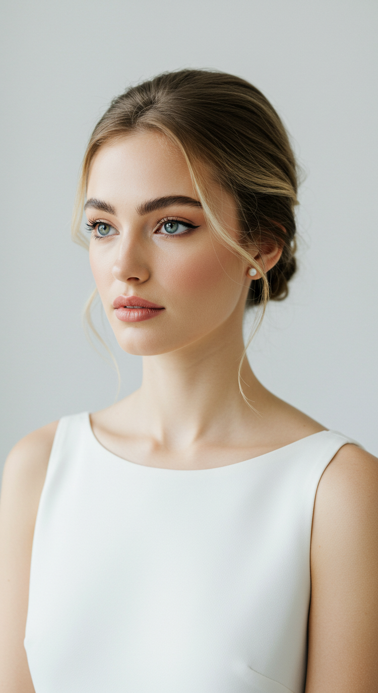 Minimalist Bride with Natural Brows and Nude Lipstick