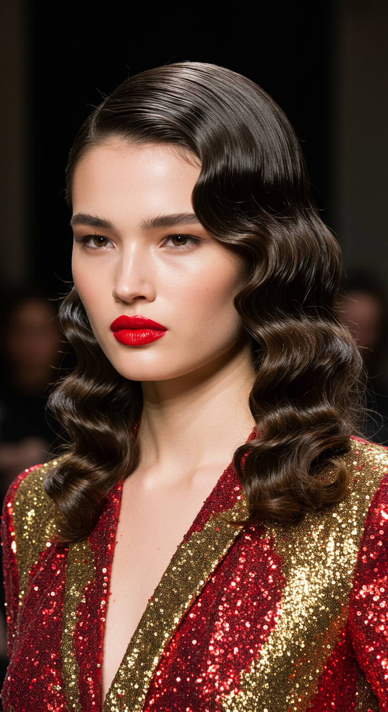 Modern Wet Look Hair for a Bold Holiday Statement