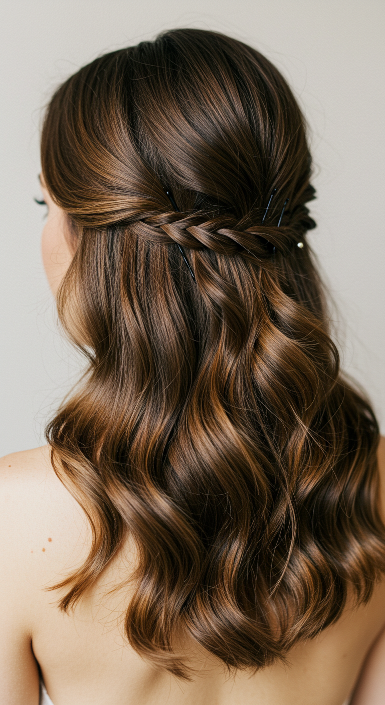 Natural Soft Waves with a Minimalist Pin Hair Down Wedding Style