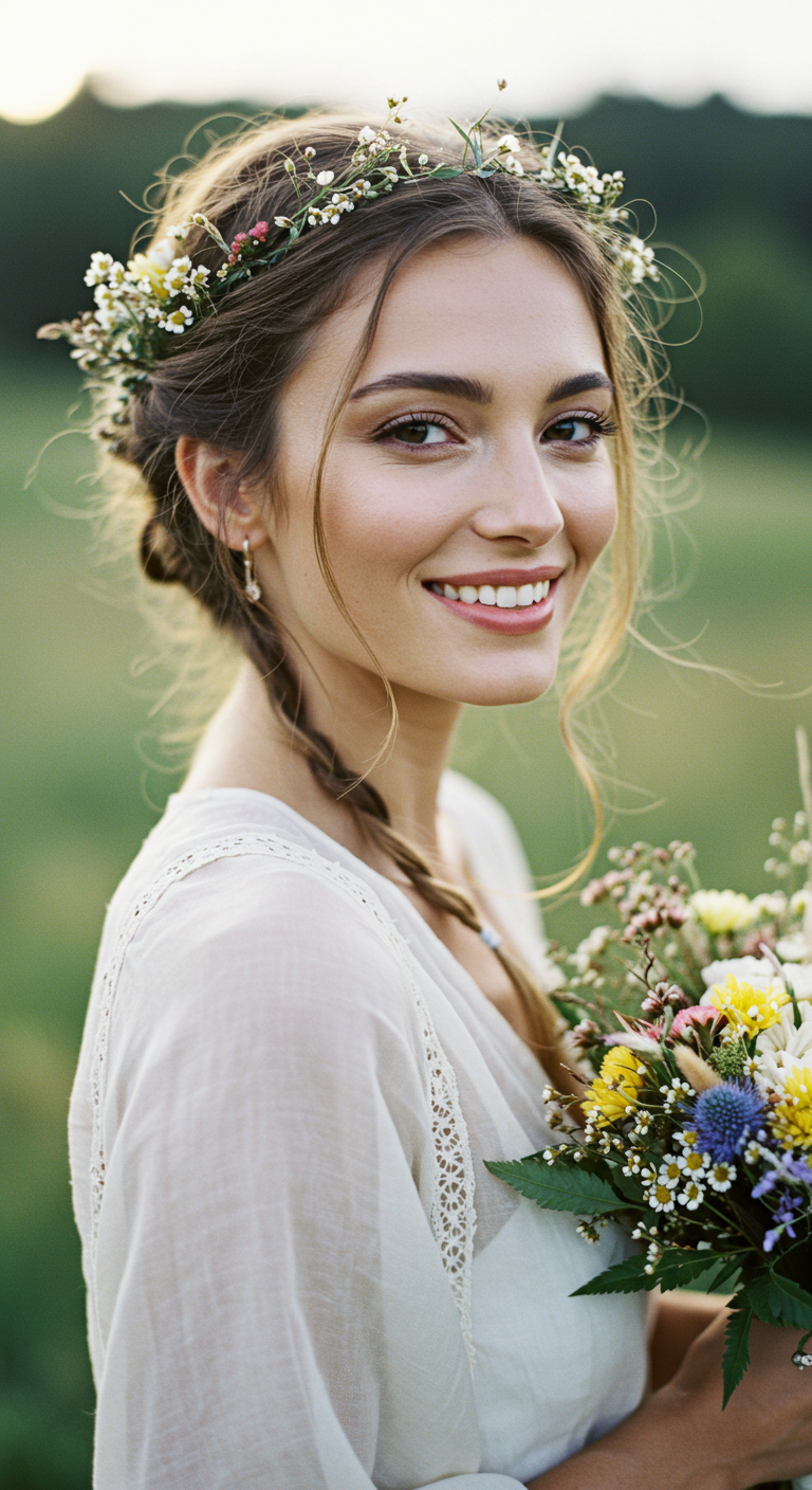 Organic Bride with Minimal Eye Makeup and Tinted Lip Balm