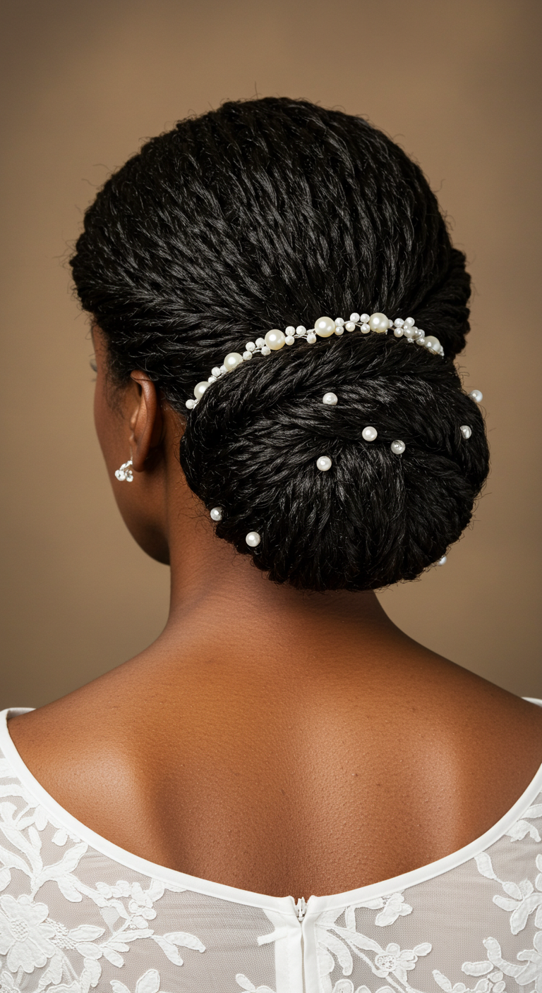 Regal Twist-Back Bun with Pearl Accents