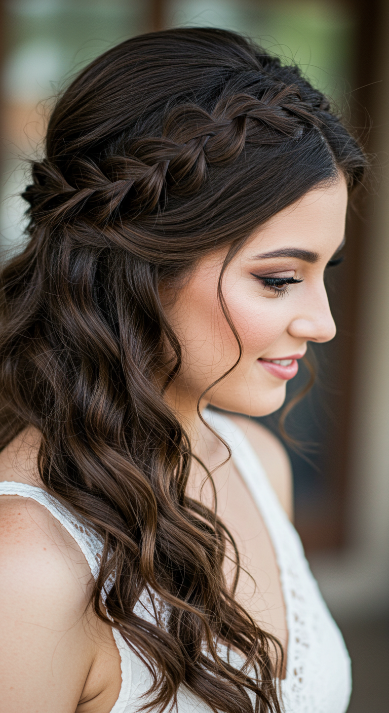 Romantic Side Braid with Soft Curls
