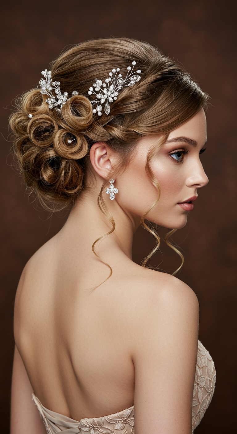 Romantic Twisted Updo Prom Hairstyle for Strapless Dresses
